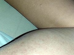 Peaking at wife Cathy in bed