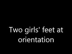 Two girls' feet at orientation