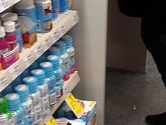 Chick bent over in Walgreens sideways just a quick candid