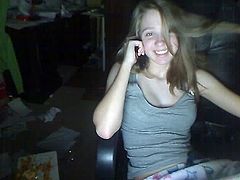 a teen mast on the phone webcam