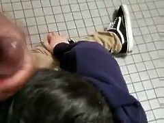 Asian Guy Sucking BBC in a Restroom