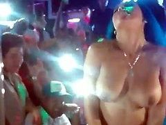 Latino cums on girls face at party