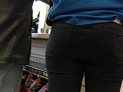 Slim Granny Ass and Hips in Black Jeans