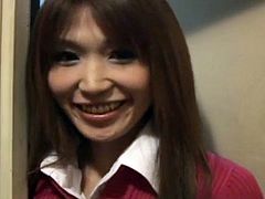 Ai Kurosawa in uniform rubs hairy pussy and gets sucked cock in