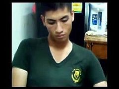 A cute Thai soldier shows his cock on cam