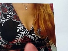 cumshot on her cleavage