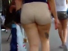 Big booty candid pawg tight shorts