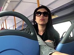 Foot model gets cum on her soles on a London bus