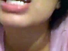 Hot Latina sucking a dildo on periscope and she's doing perfect. She also teasing her body