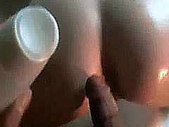 Recorded in homemade video tape Cute ass oiled for anal sex