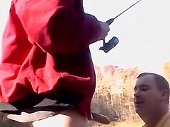 Fisherman blown by naughty daddy in the outdoors