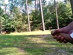 I masturbate and cum outdoor in the woods