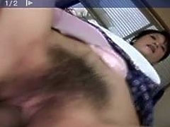 Pretty Busty Japanese Girl's Hairy Cunt Creampied