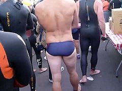 Cute Swimmer Walking in His Speedo