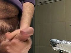 Masturbation and cum in bathroom