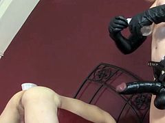 Check out this smoking hot and horny blonde dominant woman drilling her male slave's asshole with a strap on.Watch this fetish video in HD.