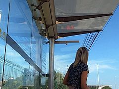 masturbation at the bus stop for two girls