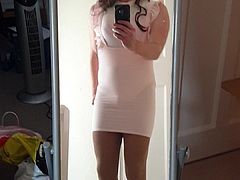 sissy in tight mini dress