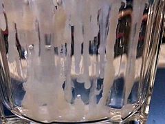 big cumshot in a glass of water