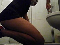 Twink Crossdresser Cleaning the Toilet