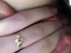 Fingering herself and taste her creamy pussy