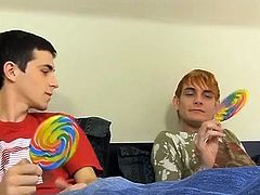 Teen boy seduced by twink and gay sex jerking movie