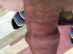 Grandad 70 yearold cock foreskin play in conservatory