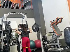 Candid ass at the gym red leggings pt.2