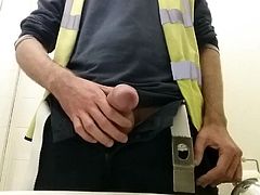 Jobsite Wanking & Cum-Huge Uncut Boner in Safety Vest