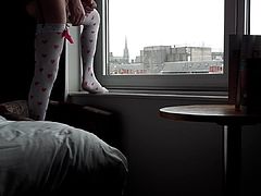 Aberdeen hotel window sissy lingerie cum. Flashing