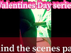 Femboy takes long dildo doggy V day behind the scenes part 1