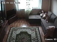 Hidden camera. Beautiful girl at home mastrubiruet