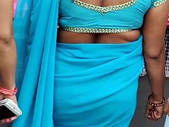 saree aunty walk backless