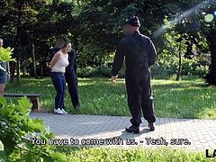 LAW4k. Chick steals wallets in the park and gets fucked for