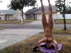 Lil C Naked Handstand