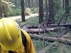 Wildfire worker JACKING off