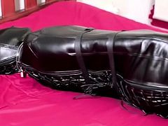 two women fetish latex asslicking and anal mff