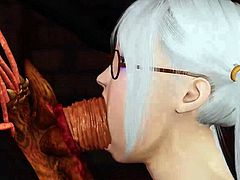 Hottest futa with fucks a sexy horny nerdgirl in the dungeon