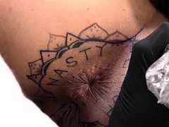 Kitty Jaguar gets a tattoo on her asshole