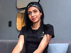 Tiny tits Latina fucks casting producer