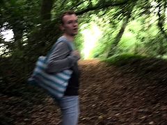 Amateur Gay Twink Miller Larkin Rides His Dildo In The Woods