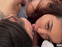 two sexy asian baddies invite lucky guy in on the action