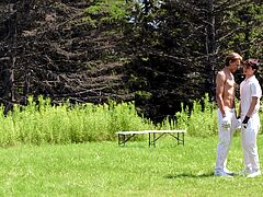 On this bright sunny day, I was playing cricket but when this teen boy was changing his clothes, I got an erection. While we were waiting on the bench, I asked him to give a sloppy blowjob to my big dick, to which he agreed. After that, we were kissing when the umpire came and interrupted us.