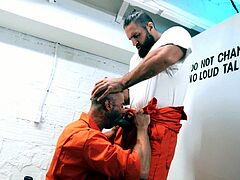 new inmate got his asshole pounded hard by the big dick hunk