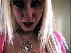 Perfect blond making solo masturbation