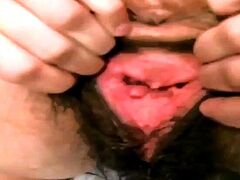 Camgirl Gapes Her Hairy Pussy with a Dildo