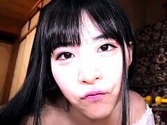 Small tit tan amateur gives a blowjob