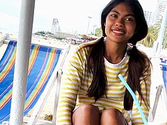Cute Thai teen big dick in petite pussy